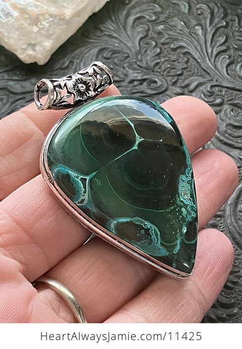 Green Malachite and Chrysocolla Crystal Stone Jewelry Pendant - #KupYxeJ5zBc-2