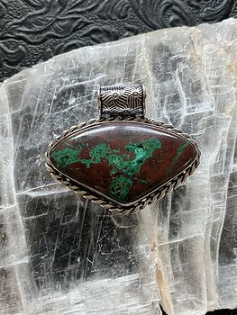 Green Malachite and Cuprite Crystal Stone Jewelry Pendant #R5iMJVsmSog