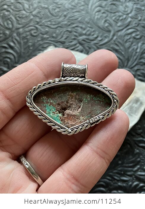 Green Malachite and Cuprite Crystal Stone Jewelry Pendant - #R5iMJVsmSog-4
