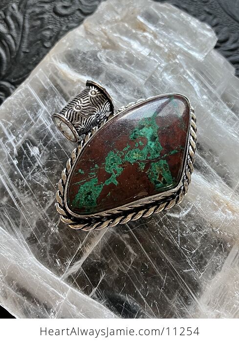Green Malachite and Cuprite Crystal Stone Jewelry Pendant - #R5iMJVsmSog-2