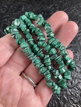 Green Malachite Gemstone Jewelry Chip Bead Bracelet #03t10GodsyM