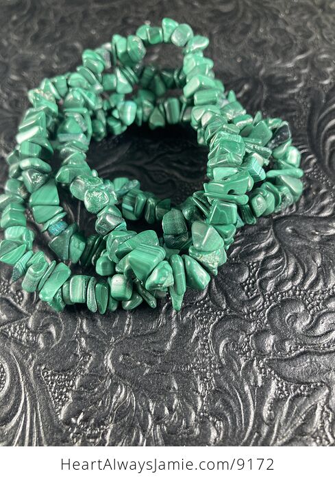Green Malachite Gemstone Jewelry Chip Bead Bracelet - #03t10GodsyM-3