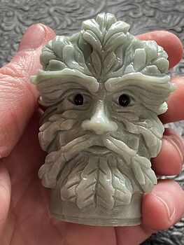 Green Man or Foliate Head Tree God Xiu Yan Jade Stone Crystal Carving #rnzupOgjtcM