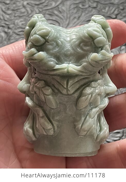 Green Man or Foliate Head Tree God Xiu Yan Jade Stone Crystal Carving - #rnzupOgjtcM-3