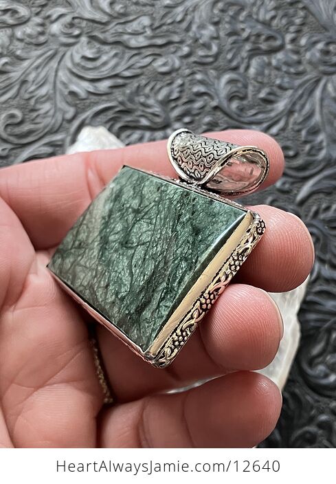 Green Marble Picasso Jasper Pendant Stone Crystal Jewelry - #e8Nxkx9N9zo-5