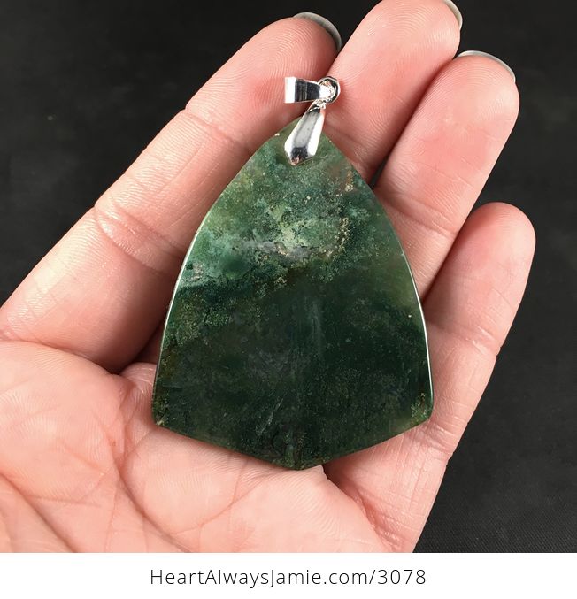 Green Moss Agate Stone Pendant Necklace - #UVKxpWQVzls-2