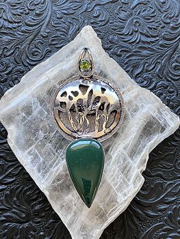 Green Nephrite and Peridot Bird and Tree Pendant Crystal Stone Jewelry #UcZ5jFGHqiA