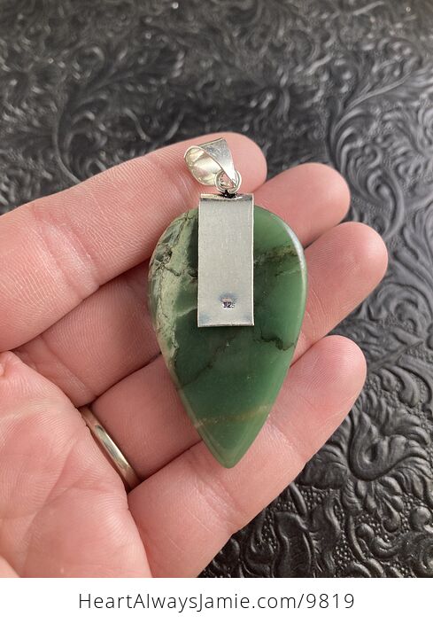 Green Nephrite Jade and Rainbow Moonstone Leaf Crystal Stone Jewelry Pendant - #Acm8VfcDerE-4
