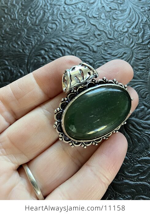 Green Nephrite Jade Crystal Stone Jewelry Pendant - #yolHdmGLpSc-4
