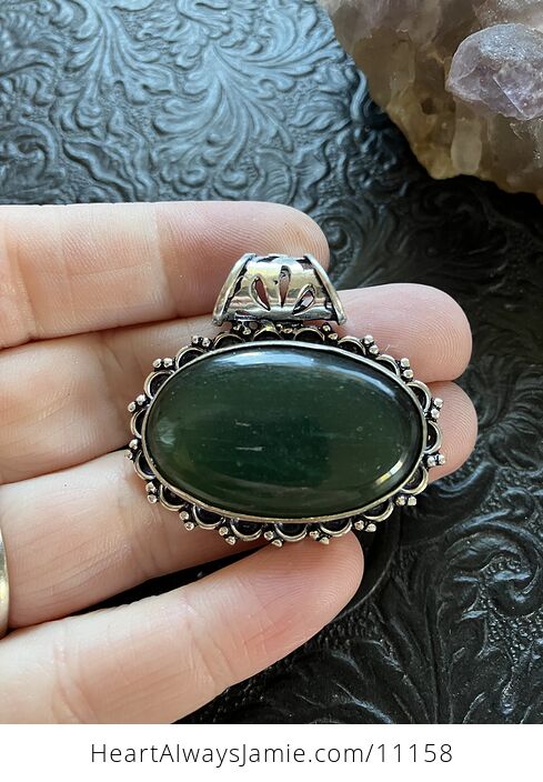 Green Nephrite Jade Crystal Stone Jewelry Pendant - #yolHdmGLpSc-3