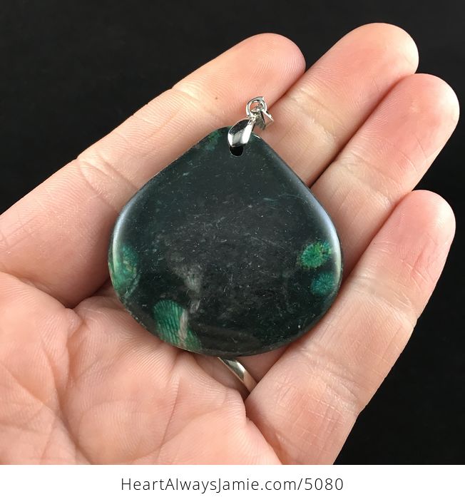 Green Nipomo Coral Fossil Stone Jewelry Pendant - #FWQas1fYtaM-1