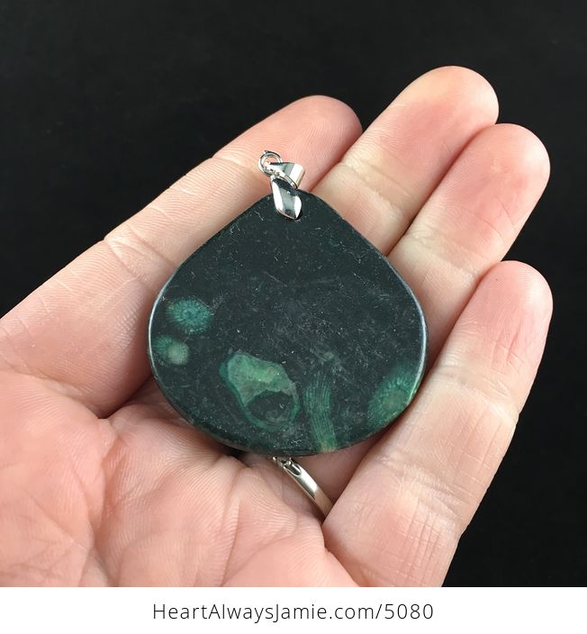 Green Nipomo Coral Fossil Stone Jewelry Pendant - #FWQas1fYtaM-6
