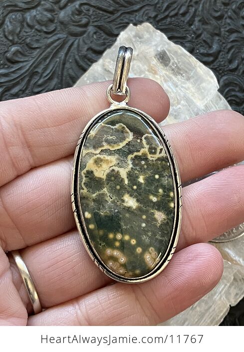 Green Ocean Jasper Crystal Stone Jewelry Pendant - #0Mw0H6pzKkY-1