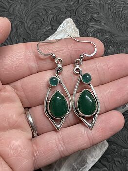 Green Onyx Chalcedony Earrings Stone Crystal Jewelry #VZQnwNfE8JA