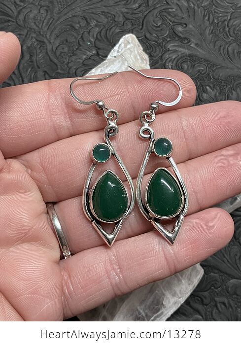 Green Onyx Chalcedony Earrings Stone Crystal Jewelry - #VZQnwNfE8JA-1