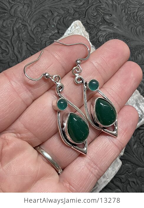 Green Onyx Chalcedony Earrings Stone Crystal Jewelry - #VZQnwNfE8JA-2