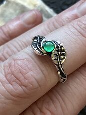 Green Onyx Leafy Crystal Stone Jewelry Ring #AzFcf6LVW6k