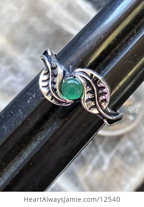 Green Onyx Leafy Crystal Stone Jewelry Ring - #AzFcf6LVW6k-2