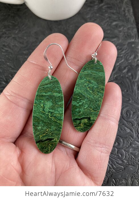 Green Oval African Jade Stone Jewelry Earrings - #I25CcQxcOaY-1