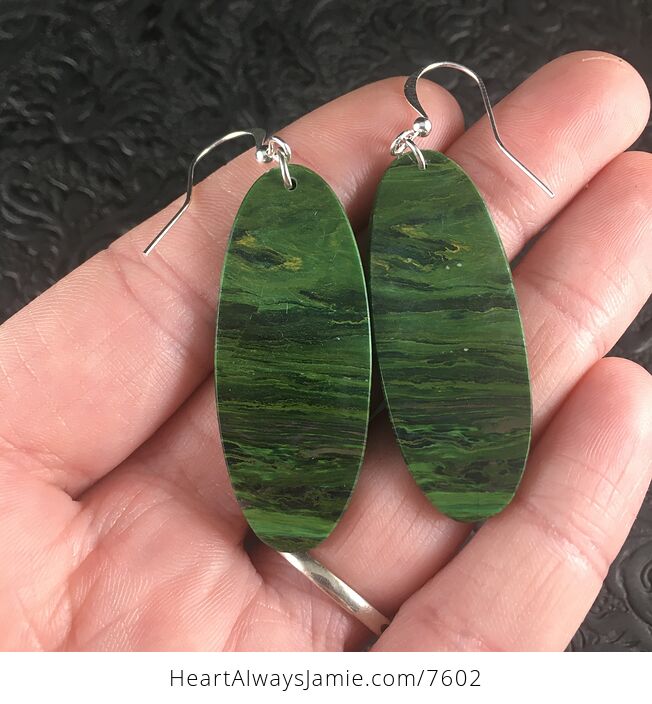 Green Oval African Jade Stone Jewelry Earrings - #NuPqK8PYrLU-2