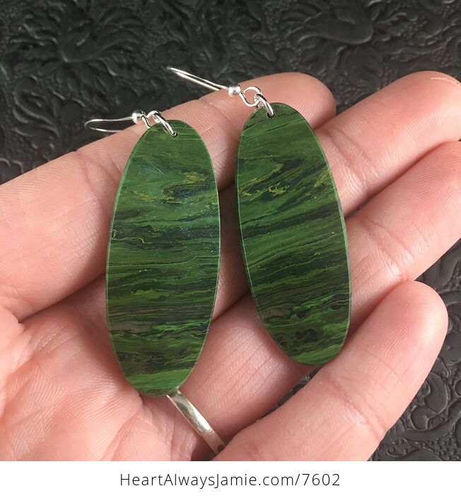 Green Oval African Jade Stone Jewelry Earrings - #NuPqK8PYrLU-1