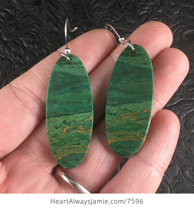 Green Oval African Jade Stone Jewelry Earrings - #XQtPbYGdSqI-1