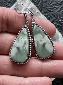 Green Peace Lucky Jade Stitchtite Quartz Serpentine Earrings Crystal Jewelry #SgKgSxEOOAg