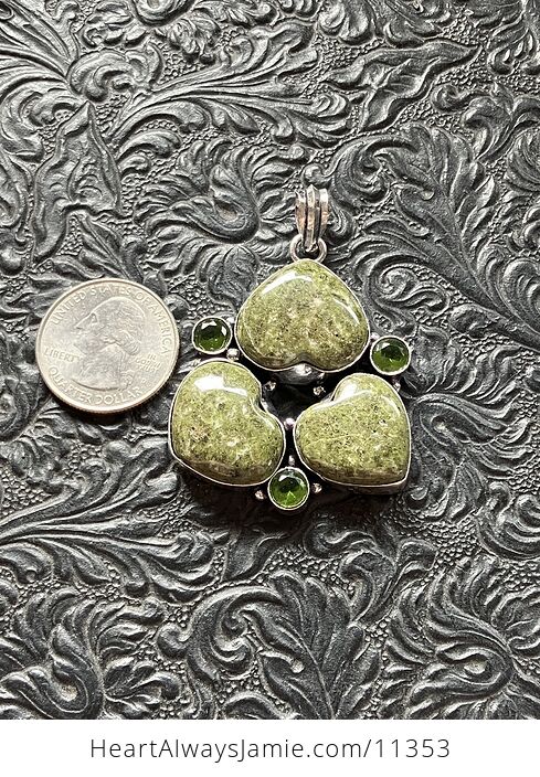 Green Peridot and Vesuvianite Vasonite Idocrase Trio Heart Stone Crystal Jewelry Pendant - #1UPRpAGVeNA-2