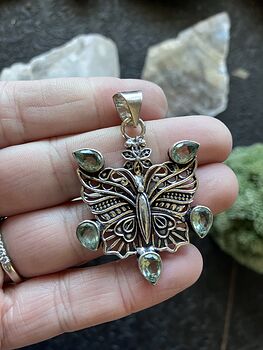 Green Peridot Butterfly and Flower Stone Jewelry Crystal Pendant #O6g5luf7t78