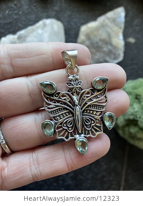 Green Peridot Butterfly and Flower Stone Jewelry Crystal Pendant - #O6g5luf7t78-1