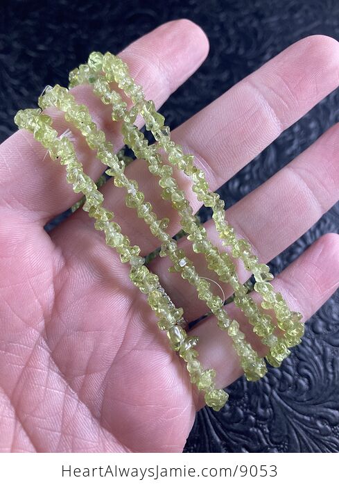 Green Peridot Gemstone Jewelry Chip Bead Bracelet - #qYjQHSGFydc-3
