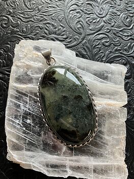 Green Prehnite with Epidote Crystal Stone Jewelry Pendant #9xCBOg7zKI8