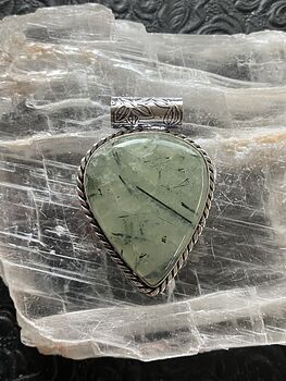 Green Prehnite with Epidote Crystal Stone Jewelry Pendant #GTaTqXyGFWo