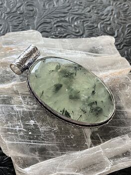 Green Prehnite with Epidote Crystal Stone Jewelry Pendant #OZvbwjWW0V8