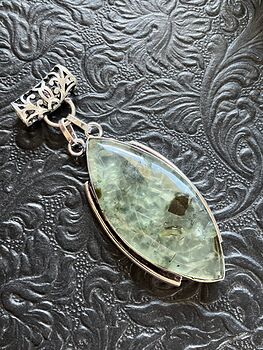 Green Prehnite with Epidote Crystal Stone Jewelry Pendant #S8OhKnfQxR8