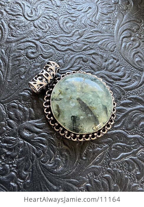 Green Prehnite with Epidote Crystal Stone Jewelry Pendant - #2LtERiwaiIs-7