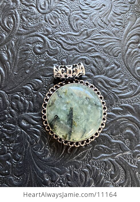 Green Prehnite with Epidote Crystal Stone Jewelry Pendant - #2LtERiwaiIs-6