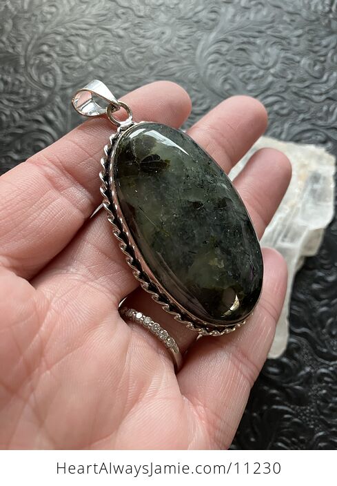 Green Prehnite with Epidote Crystal Stone Jewelry Pendant - #9xCBOg7zKI8-6