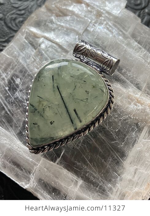 Green Prehnite with Epidote Crystal Stone Jewelry Pendant - #GTaTqXyGFWo-6