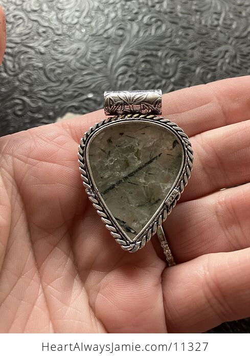 Green Prehnite with Epidote Crystal Stone Jewelry Pendant - #GTaTqXyGFWo-4