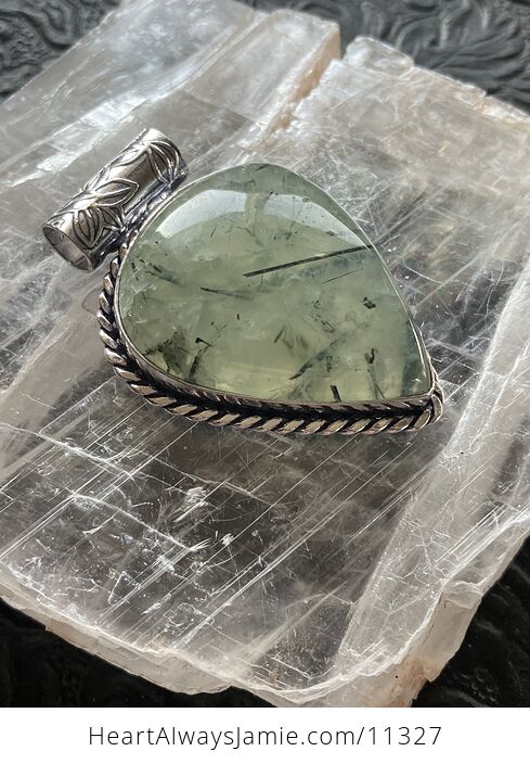 Green Prehnite with Epidote Crystal Stone Jewelry Pendant - #GTaTqXyGFWo-5