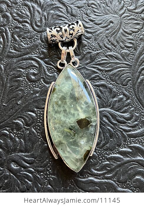 Green Prehnite with Epidote Crystal Stone Jewelry Pendant - #S8OhKnfQxR8-3