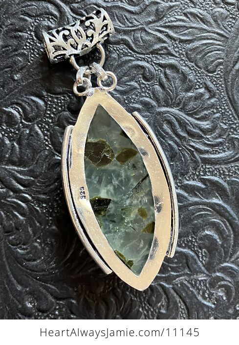 Green Prehnite with Epidote Crystal Stone Jewelry Pendant - #S8OhKnfQxR8-4