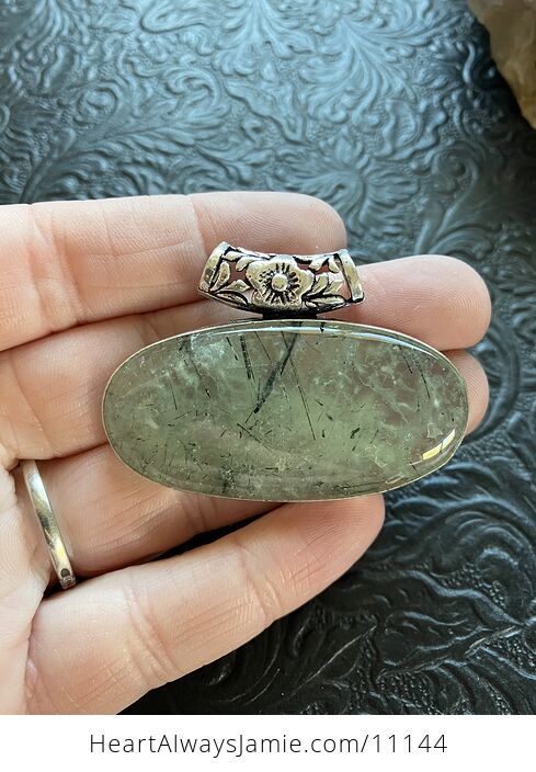 Green Prehnite with Epidote Crystal Stone Jewelry Pendant - #VeCiZR9vYFQ-2
