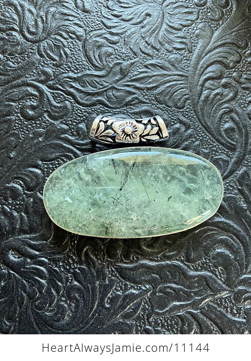 Green Prehnite with Epidote Crystal Stone Jewelry Pendant - #VeCiZR9vYFQ-4