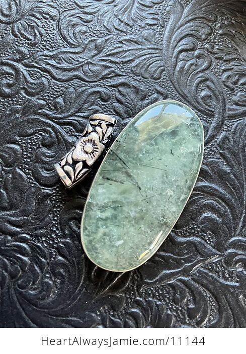 Green Prehnite with Epidote Crystal Stone Jewelry Pendant - #VeCiZR9vYFQ-5