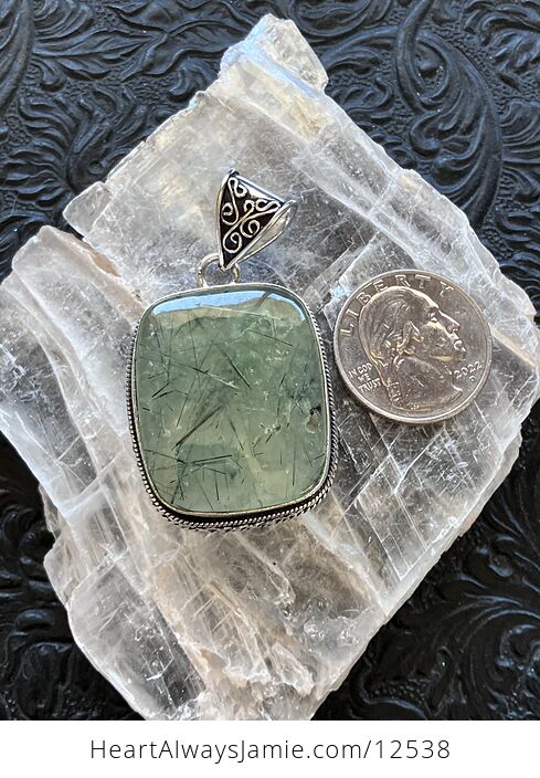 Green Prehnite with Epidote Crystal Stone Jewelry Pendant - #lfl7cl6HVgU-6