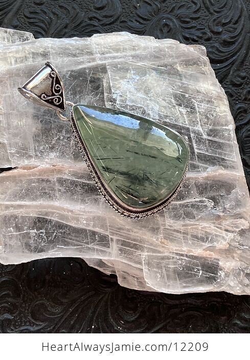 Green Prehnite with Epidote Crystal Stone Jewelry Pendant - #svXaIPmlDzU-2