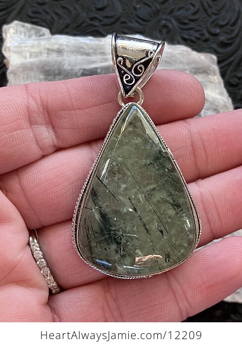 Green Prehnite with Epidote Crystal Stone Jewelry Pendant - #svXaIPmlDzU-3