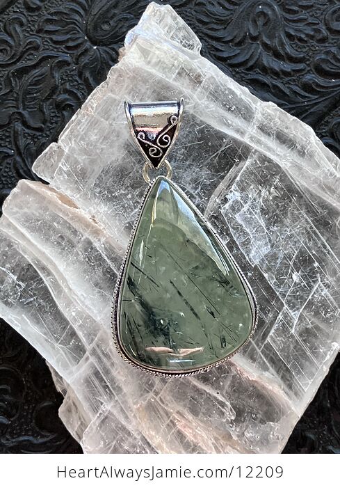 Green Prehnite with Epidote Crystal Stone Jewelry Pendant - #svXaIPmlDzU-1